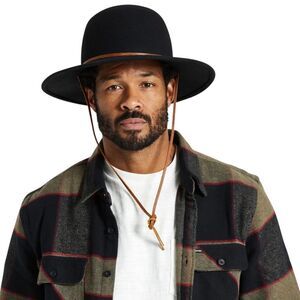 Brixton Men's Tiller Wide Brim Felt Fedora Hat MISSING Leather Strap Size Medium